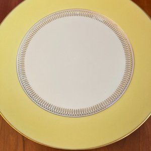 2 FURSTENBERG 11" Dinner Plates Old Brunswick #1747 Germany Yellow Band.